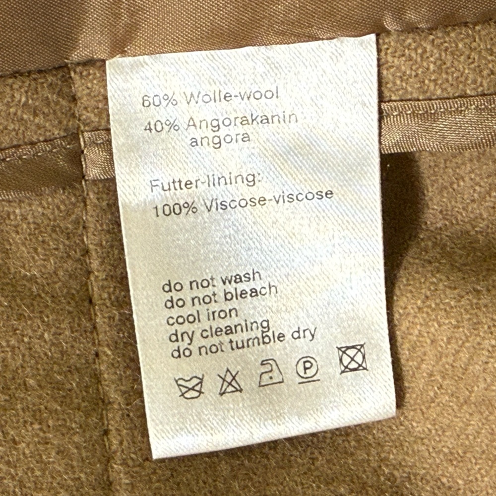 Akris punto wool angora camel tan double breasted peacoat US 12 FR 45 D 42 CBK - Picture 15 of 16